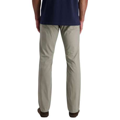 Pantalon en coton kaki uni avec une coupe ajustée et des poches à l'italienne - Image 3