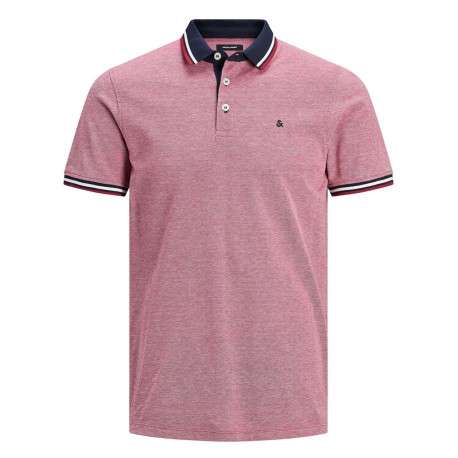 Polo pour homme rose en coton avec une coupe droite et logo brodé sur la poitrine