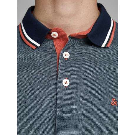 Polo pour homme bleu uni en coton avec une coupe droite et un col boutonné - Image 10