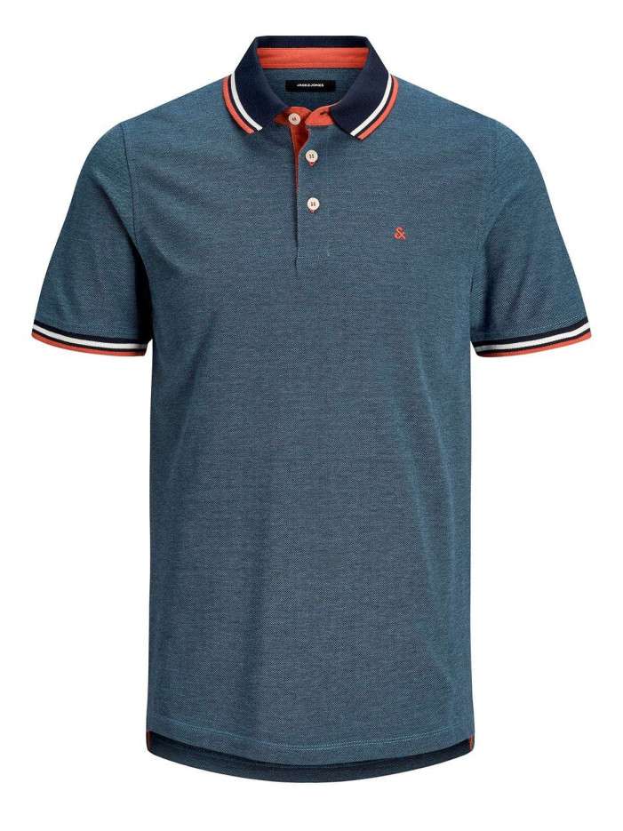 Polo pour homme bleu uni en...