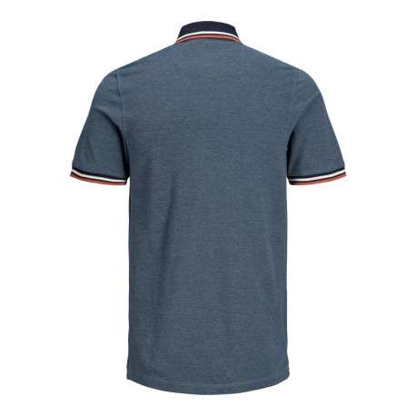 Polo pour homme bleu uni en coton avec une coupe droite et un col boutonné - Image 2