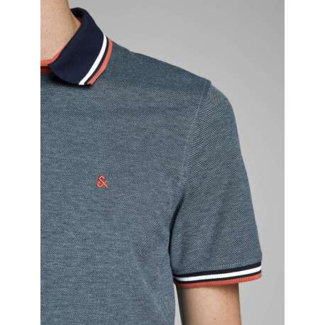 Polo pour homme bleu uni en coton avec une coupe droite et un col boutonné - Image 4