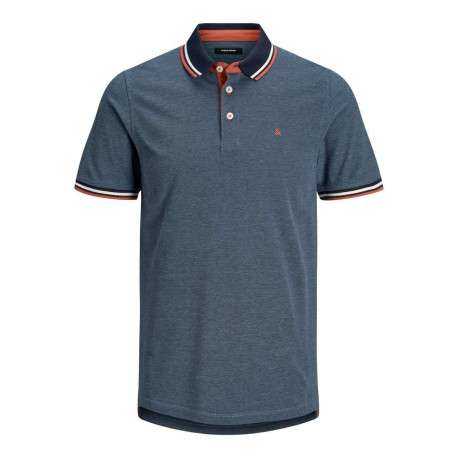 Polo pour homme bleu uni en coton avec une coupe droite et un col boutonné - Image 5