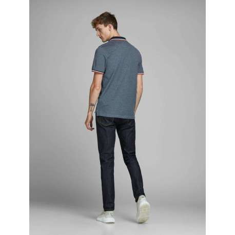 Polo pour homme bleu uni en coton avec une coupe droite et un col boutonné - Image 8