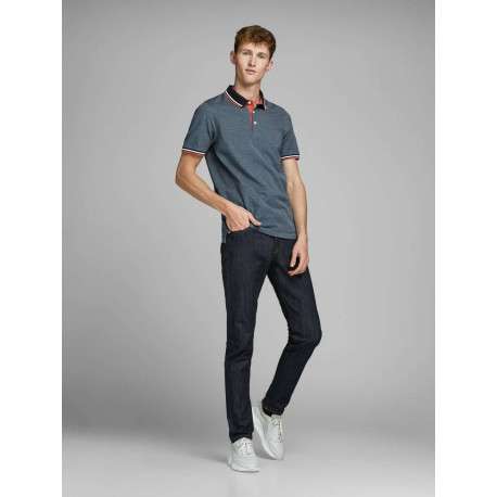 Polo pour homme bleu uni en coton avec une coupe droite et un col boutonné - Image 9