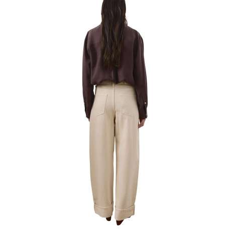Jean en coton écru uni pourvu d'une taille haute et d'une coupe bootcut - Image 3