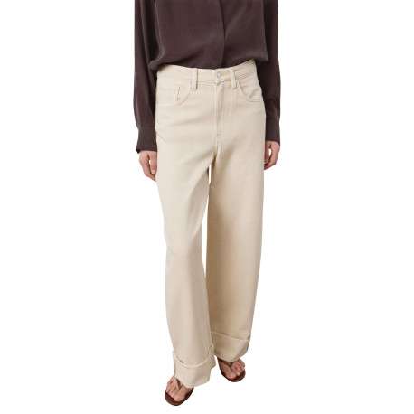 Jean en coton écru uni pourvu d'une taille haute et d'une coupe bootcut - Image 4