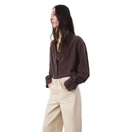 Jean en coton écru uni pourvu d'une taille haute et d'une coupe bootcut - Image 6