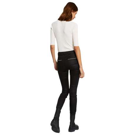 Pantalon 5 Poches noir uni avec des liserés et une coupe slim - Image 2
