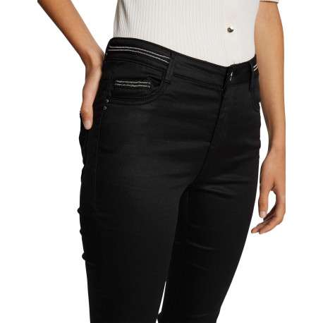 Pantalon 5 Poches noir uni avec des liserés et une coupe slim - Image 6