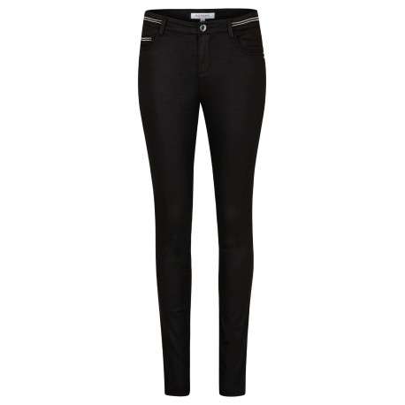 Pantalon 5 Poches noir uni avec des liserés et une coupe slim - Image 7