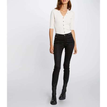 Pantalon 5 Poches noir uni avec des liserés et une coupe slim - Image 9