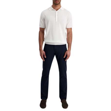Pantalon en coton marine uni avec une coupe ajustée et des poches à l'italienne - Image 2