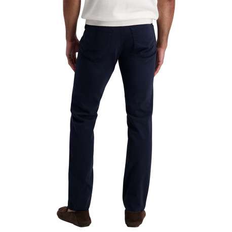 Pantalon en coton marine uni avec une coupe ajustée et des poches à l'italienne - Image 3