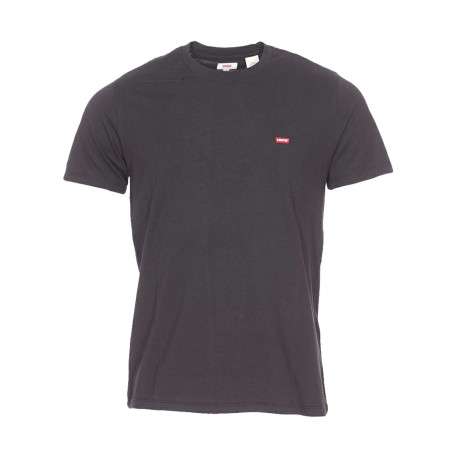 T-shirt noir en coton uni avec un col rond et une coupe droite