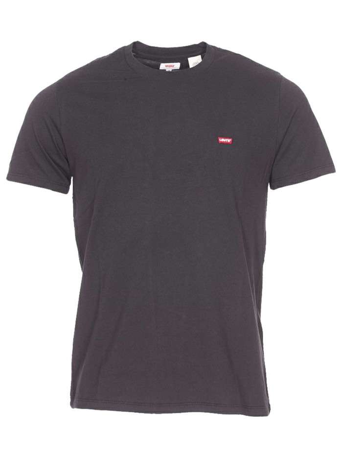 T-shirt noir en coton uni...