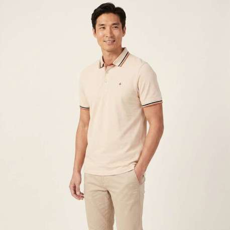 Polo en coton biologique corail uni avec une coupe slim et un col à revers - Image 3