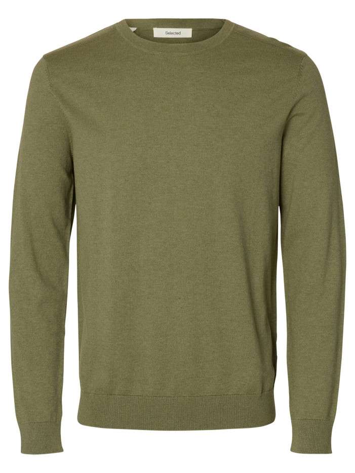 Pull en coton kaki uni avec...
