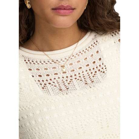 Pull écru uni avec une coupe droite et des manches courtes - Image 7