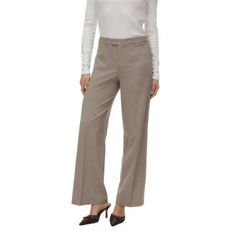 Pantalon chino beige uni avec une coupe droite et des passants pour ceinture - Image 2