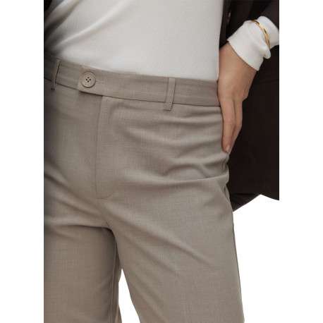 Pantalon chino beige uni avec une coupe droite et des passants pour ceinture - Image 4