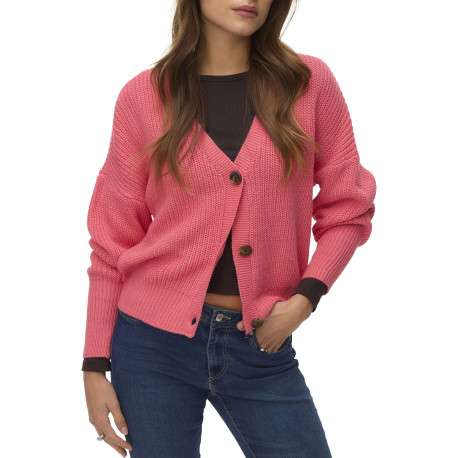 Gilet corail uni avec une coupe droite et des manches longues - Image 4