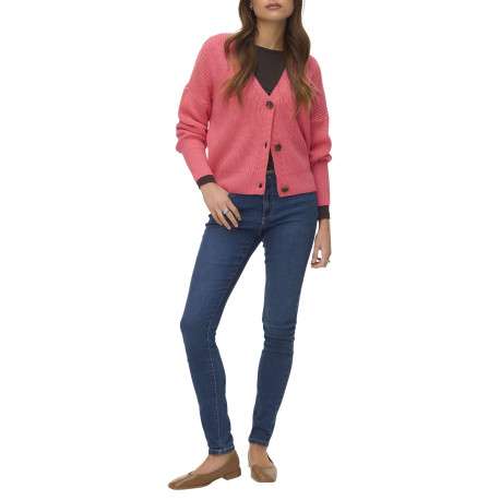 Gilet corail uni avec une coupe droite et des manches longues - Image 5