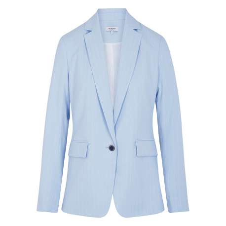 Blazer ciel à coupe droite pourvu d'un col à revers et de manches longues