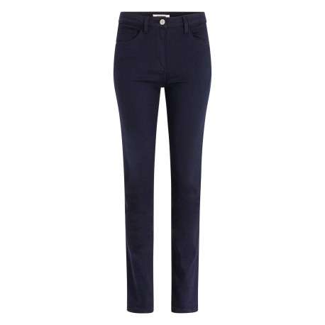 Pantalon Chino marine uni avec une coupe slim à zip et bouton