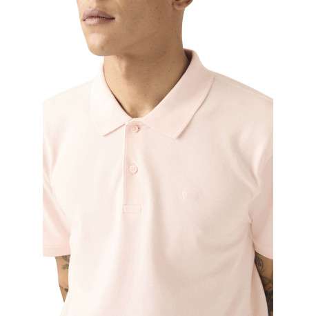 Polo en coton rose uni avec une coupe droite et un col boutonné - Image 5