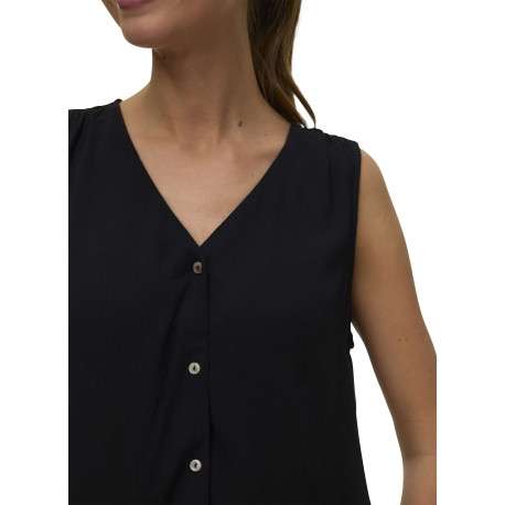 Top noir uni avec une coupe droite et une fermeture boutonnée - Image 3