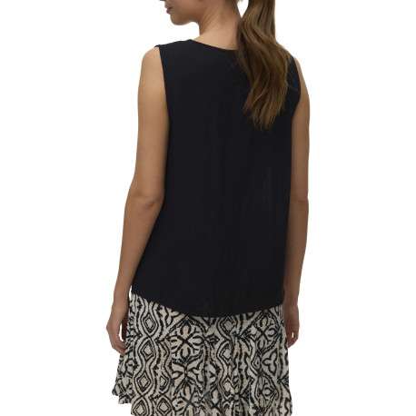 Top noir uni avec une coupe droite et une fermeture boutonnée - Image 4