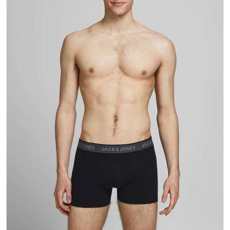 Lot de 3 Boxers noirs en coton unis avec ceinture rouge, bleue ou grise - Image 3