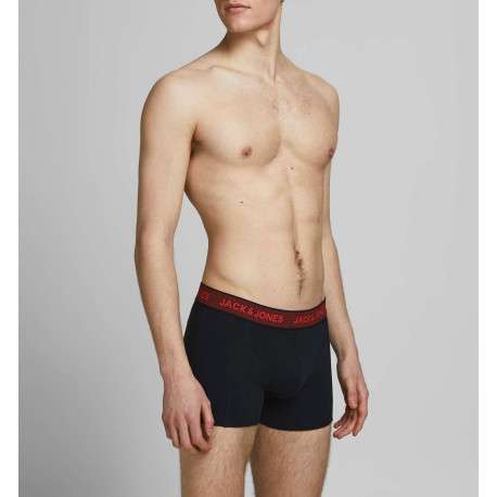 Lot de 3 Boxers noirs en coton unis avec ceinture rouge, bleue ou grise - Image 4