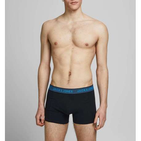 Lot de 3 Boxers noirs en coton unis avec ceinture rouge, bleue ou grise - Image 6