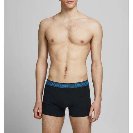 Lot de 3 Boxers noirs en coton unis avec ceinture rouge, bleue ou grise - Image 7