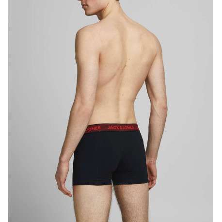 Lot de 3 Boxers noirs en coton unis avec ceinture rouge, bleue ou grise - Image 9