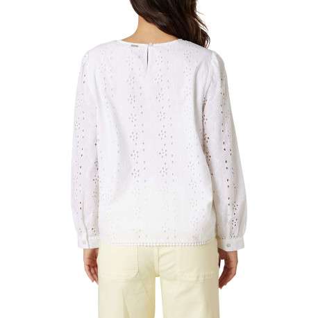 Blouse blanche unie pourvue d'une coupe droite et d'un col rond - Image 2