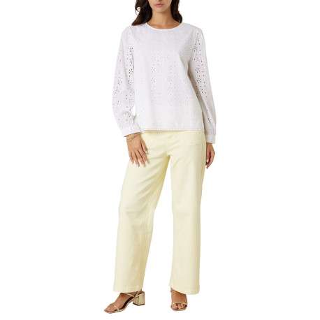 Blouse blanche unie pourvue d'une coupe droite et d'un col rond - Image 3