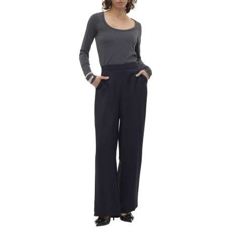Pantalon chino noir coupe ample pourvu d'une taille élastiquée à l'arrière - Image 6