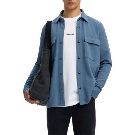 Surchemise bleue uni avec un col boutonné et des manches longues - Image 2