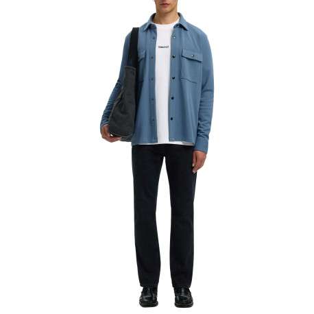 Surchemise bleue uni avec un col boutonné et des manches longues - Image 3
