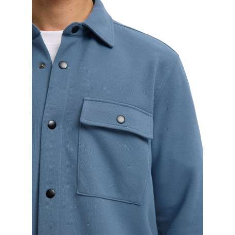 Surchemise bleue uni avec un col boutonné et des manches longues - Image 5