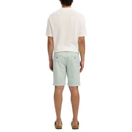 Short Chino en coton biologique vert d'eau uni avec une coupe droite - Image 3