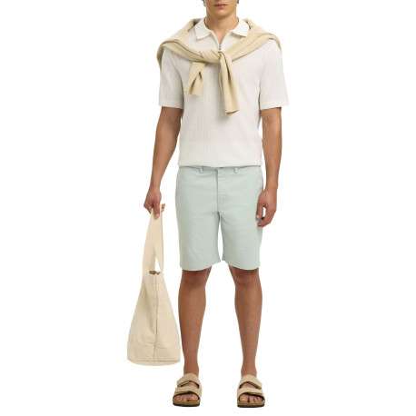Short Chino en coton biologique vert d'eau uni avec une coupe droite - Image 6
