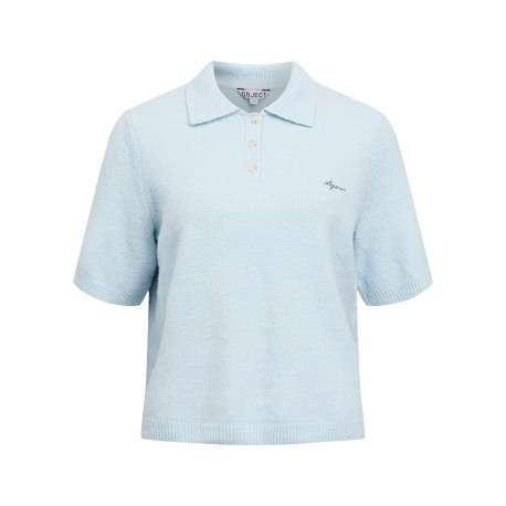 Polo ciel uni pourvu d'une coupe droite et d'un col boutonné