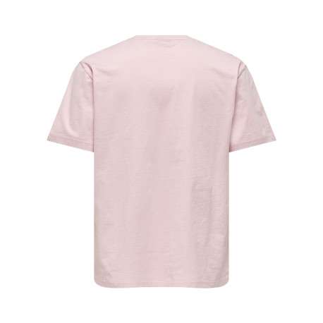 T-shirt en coton biologique rose uni avec une coupe droite et un col rond - Image 2
