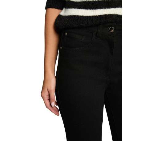 Jean en coton mélangé noir uni avec une coupe slim à zip et à bouton - Image 4