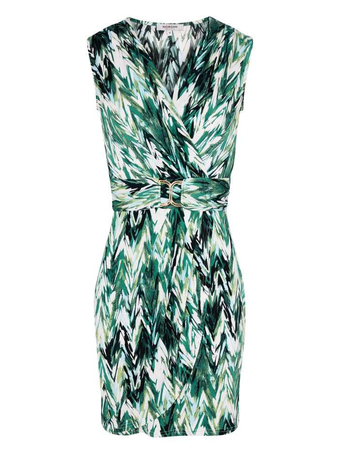 Robe courte verte à motif...