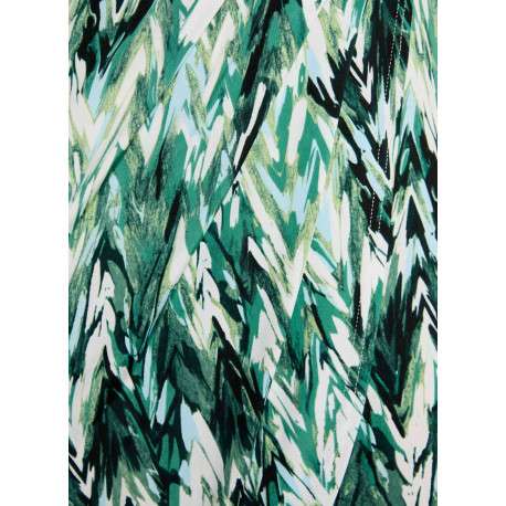 Robe courte verte à motif tropical avec une coupe portefeuille et un col croisé - Image 2